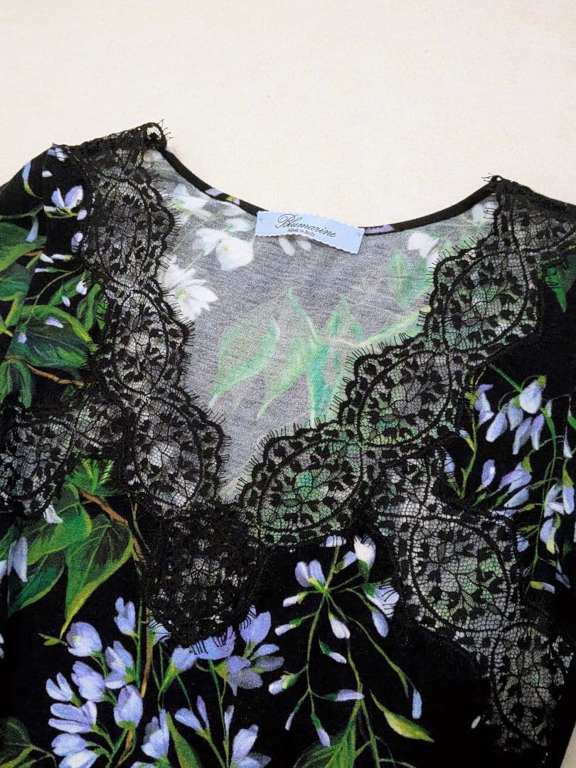 Blumarine 花柄タイトひざ丈ワンピース 長袖