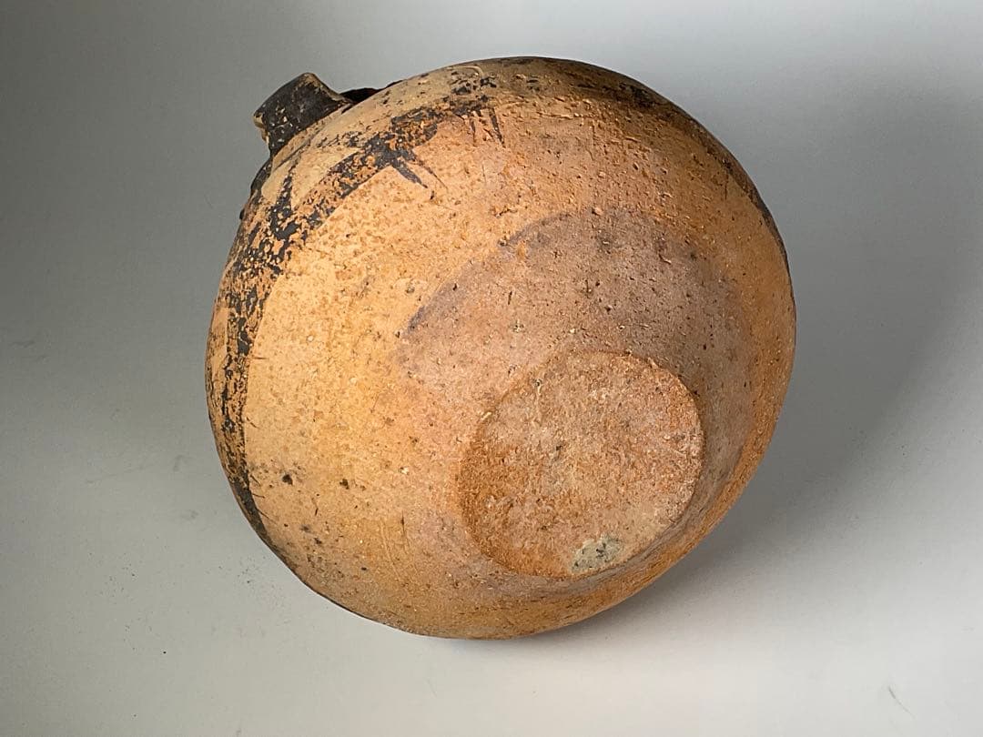 バンチェン土器　彩陶双耳壺　タイ古陶磁　発掘　幾何学　アンダーソン　高さ14cm