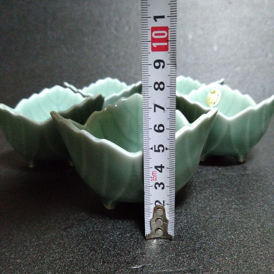 新品 伊万里 鍋島焼 琥山窯 青磁 リーフ型小鉢5個　お祝い