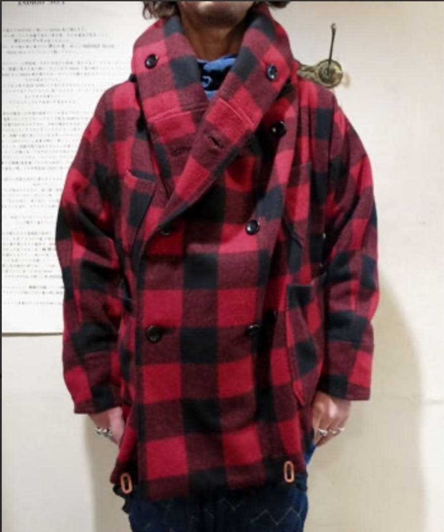 KAPITAL キャピタル ウールバッファローチェック リングコート サイズM