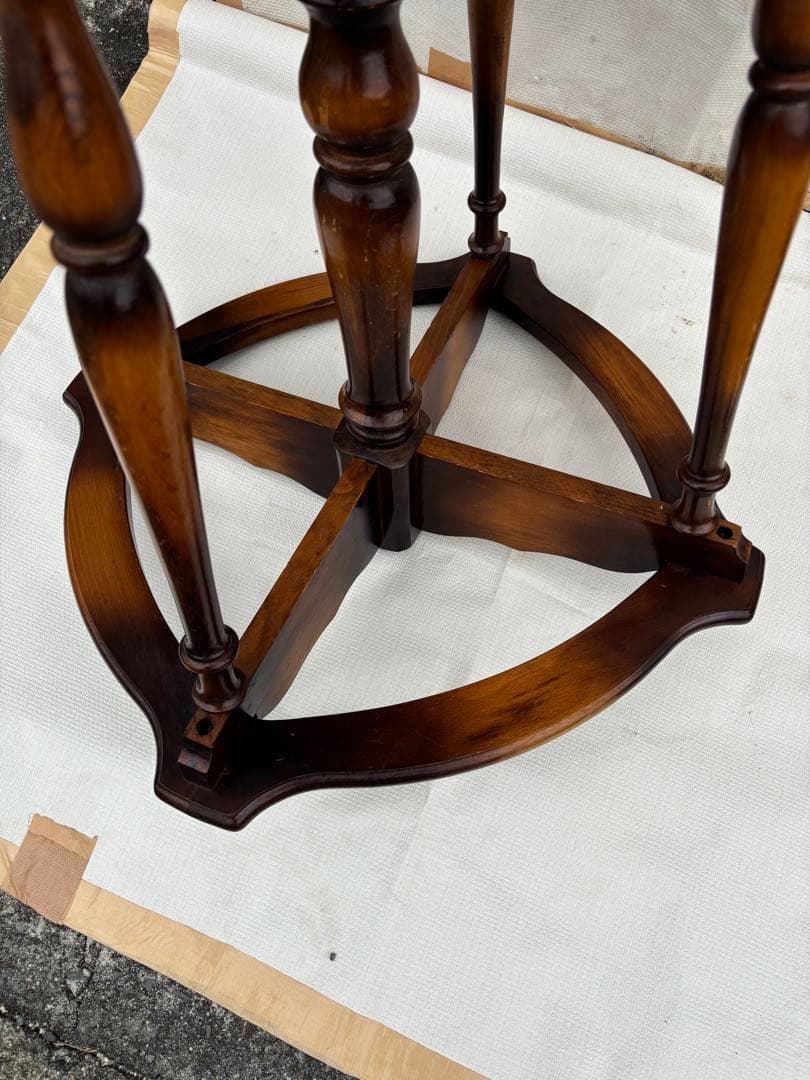 アンティーク なカリモク コロニアル　ポールハンガー　傘立て付き木製6フック