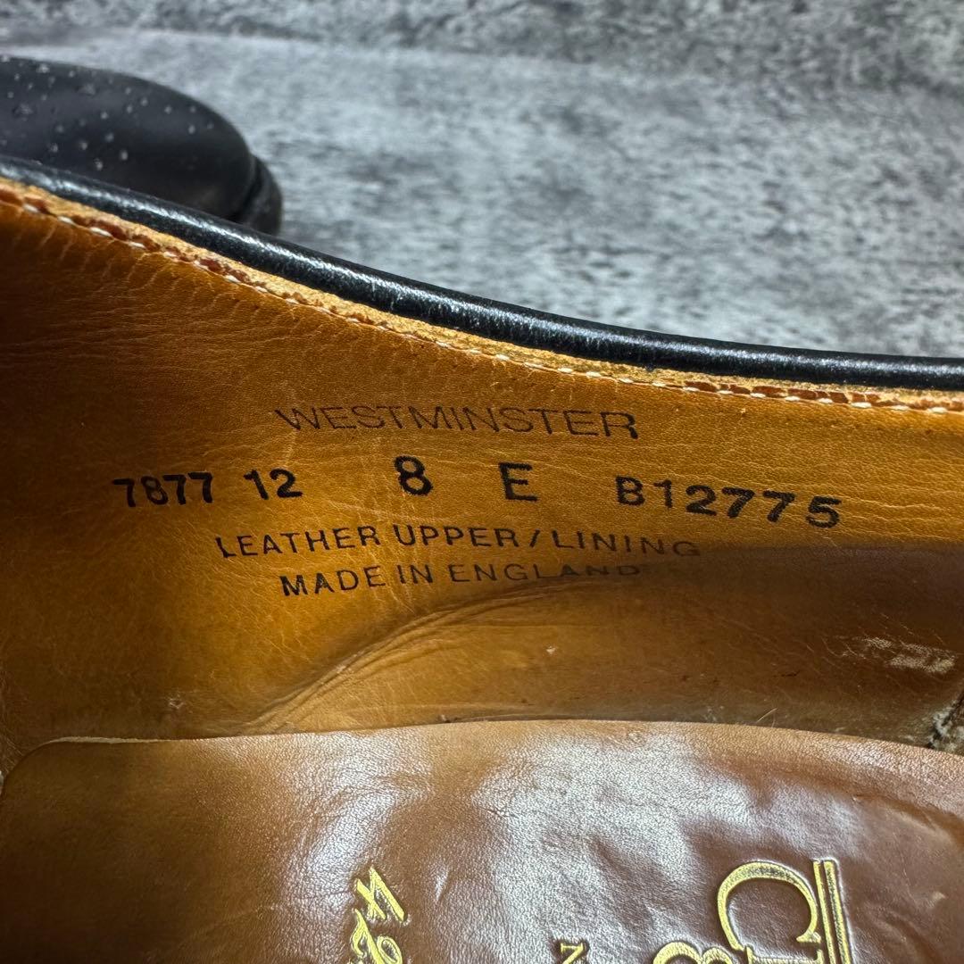 【美品】クロケット＆ジョーンズ ストレート メダリオン 8E 黒 レザー