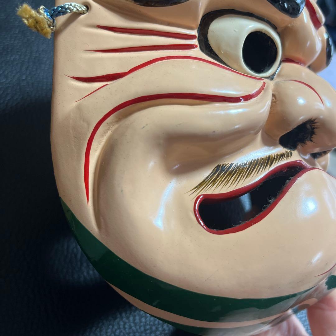 【希少 伝統工芸】備中神楽面 稲背脛命　木彫り 壁掛け 双藝社