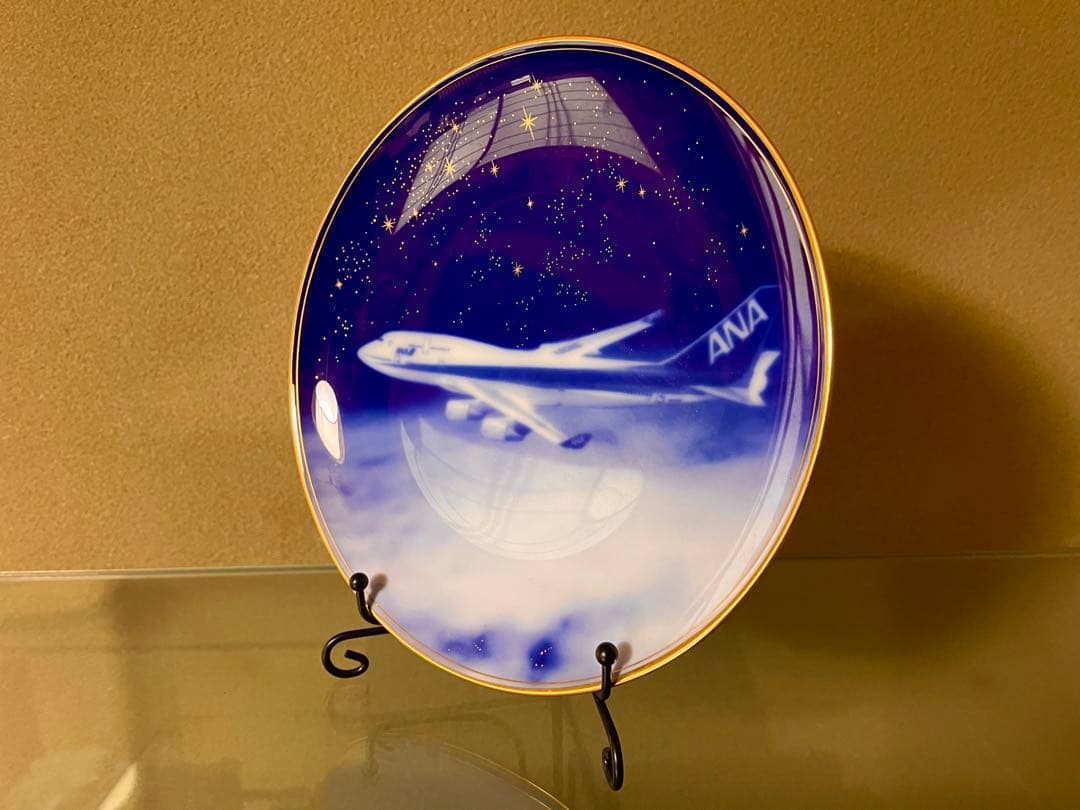 ANA 創立50周年 大倉陶園 コラボ ボーイング 747-400 記念プレート