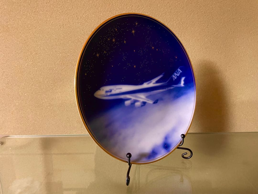 ANA 創立50周年 大倉陶園 コラボ ボーイング 747-400 記念プレート