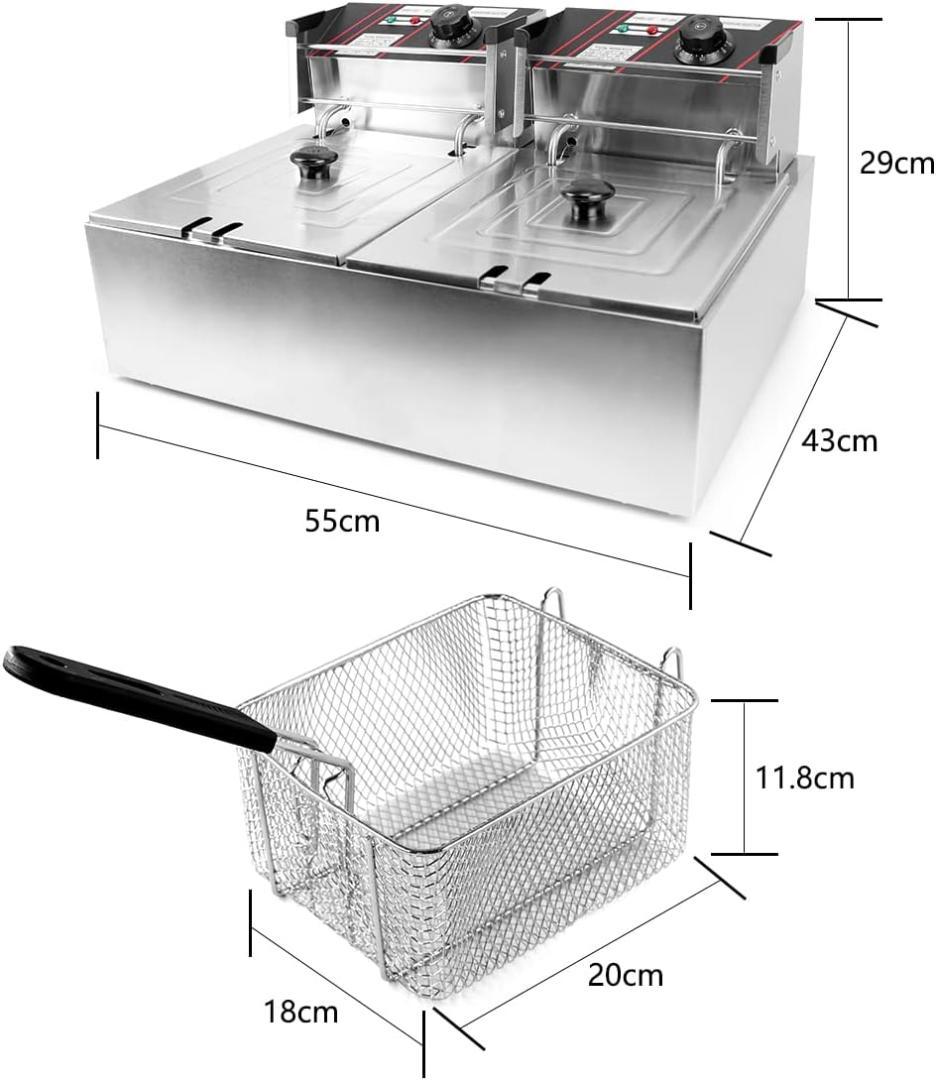 【新品未使用】電気フライヤー 業務用 二槽式 12L 大容量 卓上フライヤー