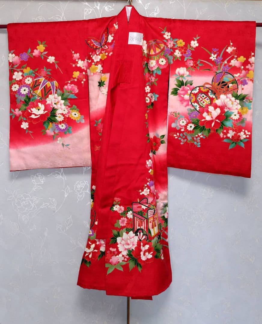 RK403アンティーク子供着物着丈98センチ裄丈46センチ3歳前後長襦袢付き綺麗