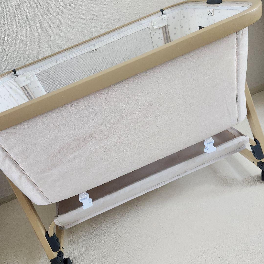 美品 HZDMJ ベビーベット ベージュ 高さ調整可能