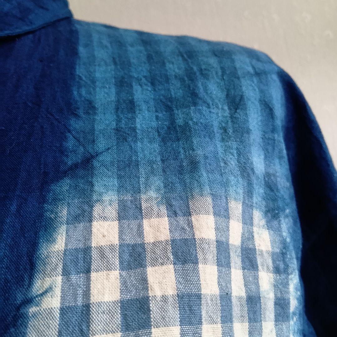 イチアンティークス 日本製 インディゴ染めシャツ チェック