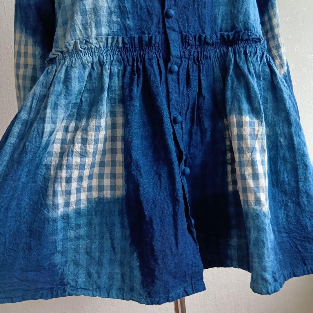 イチアンティークス 日本製 インディゴ染めシャツ チェック