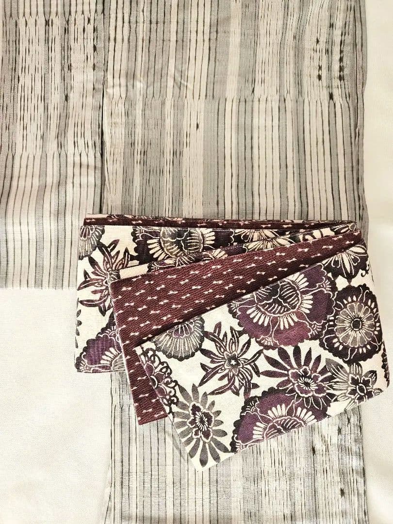 【arigato】三橋工房　半幅帯　型染め　菊柄