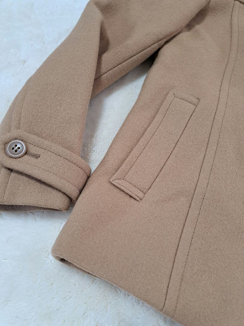 バーバリーブルーレーベル　ウールコート　ノバチェック　ロゴボタン　キャメル　M