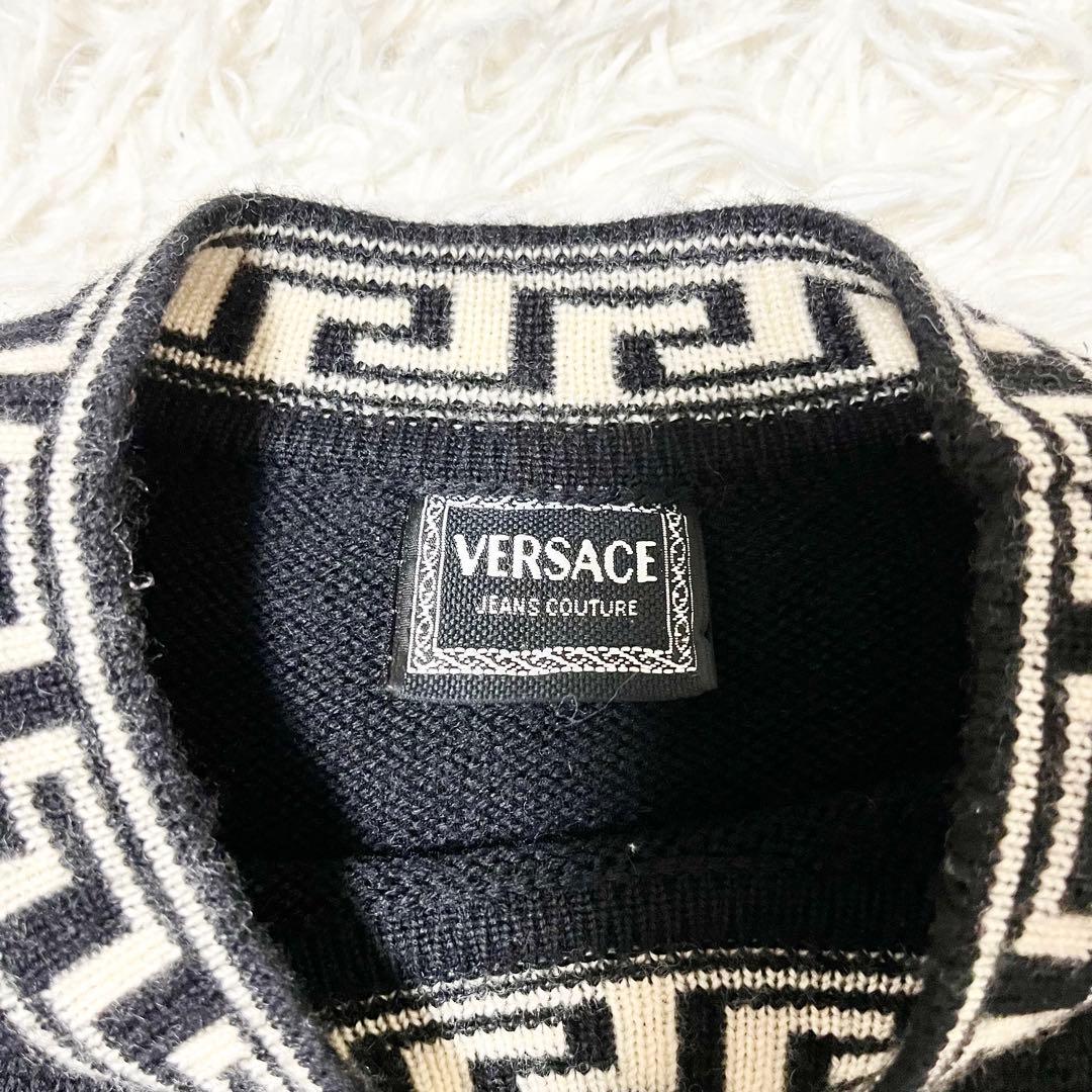 ✨希少✨VERSACE　メデューサロゴ刺繍　クルーネックニット　ブラック　L相当