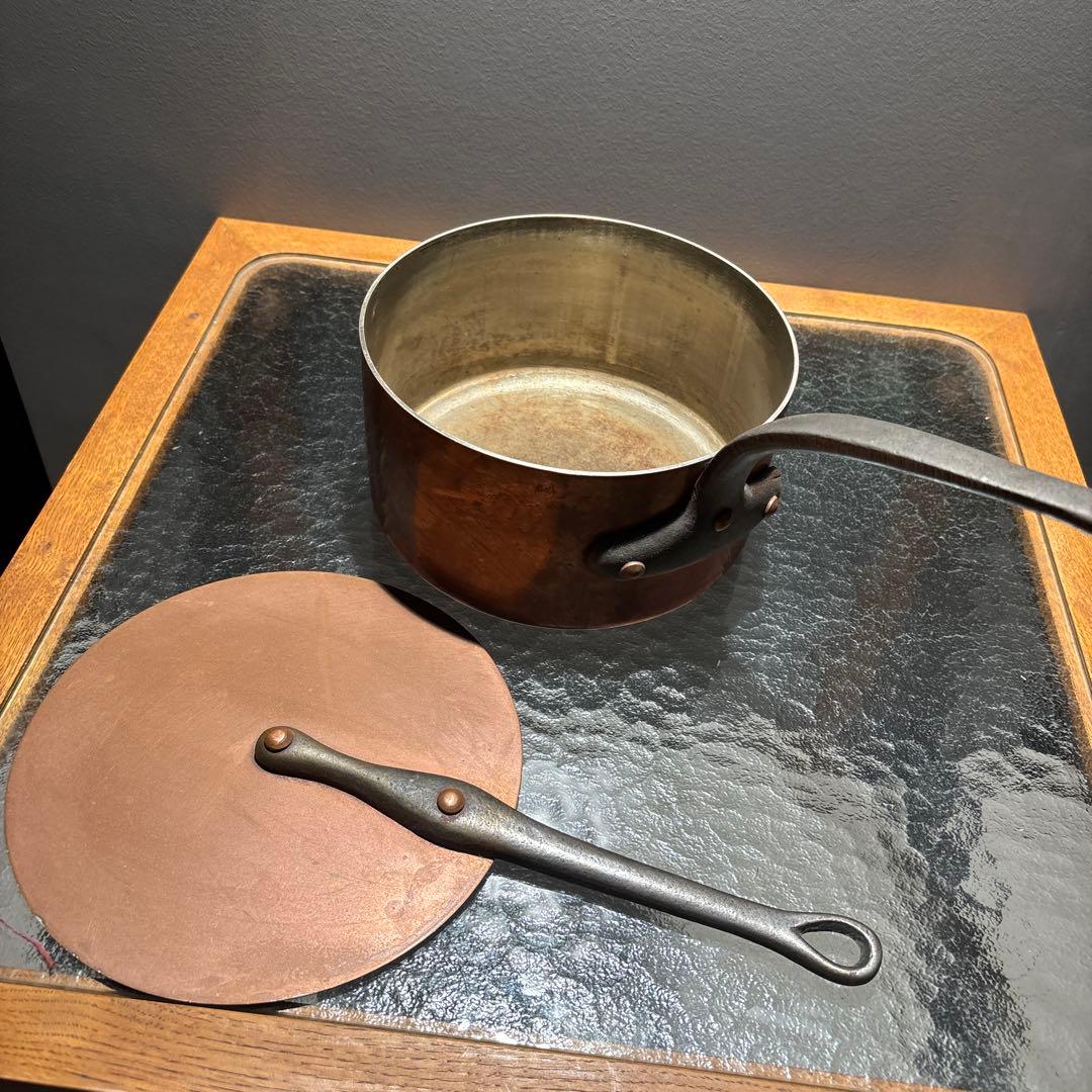 【お値下げ】Matfer 銅製片手鍋 アイアンハンドル 銅製蓋付き【IH不可】