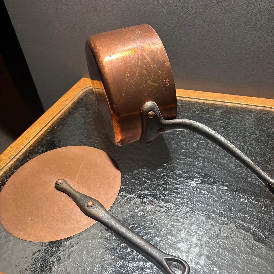 【お値下げ】Matfer 銅製片手鍋 アイアンハンドル 銅製蓋付き【IH不可】