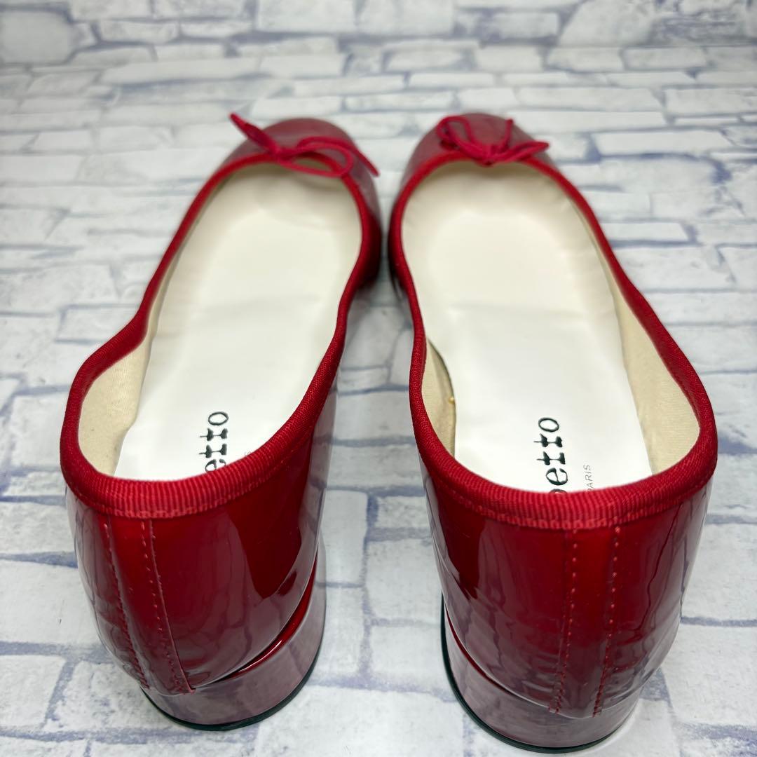 未使用級 希少26cm レペット カミーユ リボン エナメル パンプス 赤