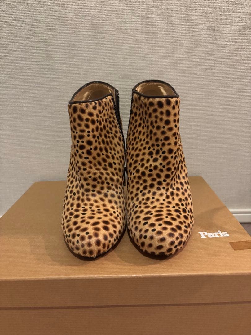 ルブタン louboutin ショートブーツ ヒョウ柄 レオパード 37.5
