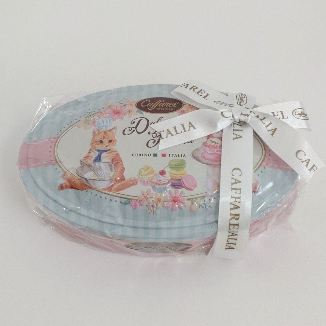 ♡最終価格♡カファレル　小物入れ　缶　キャニスター缶　　白猫　茶トラ　猫　ネコ