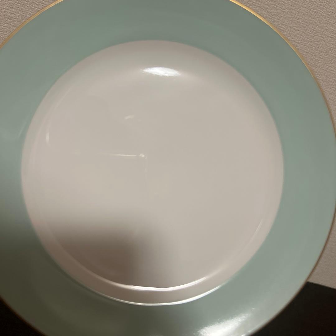 大倉陶園　色蒔き　ライトグリーン　デザートプレート　19.5cm