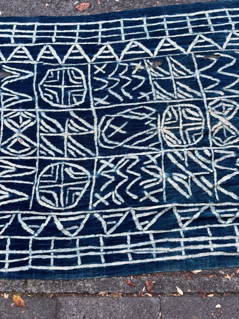 754 アフリカヴィンテージ カメルーン バミレケ族 藍染 ンドップ 古布 希少