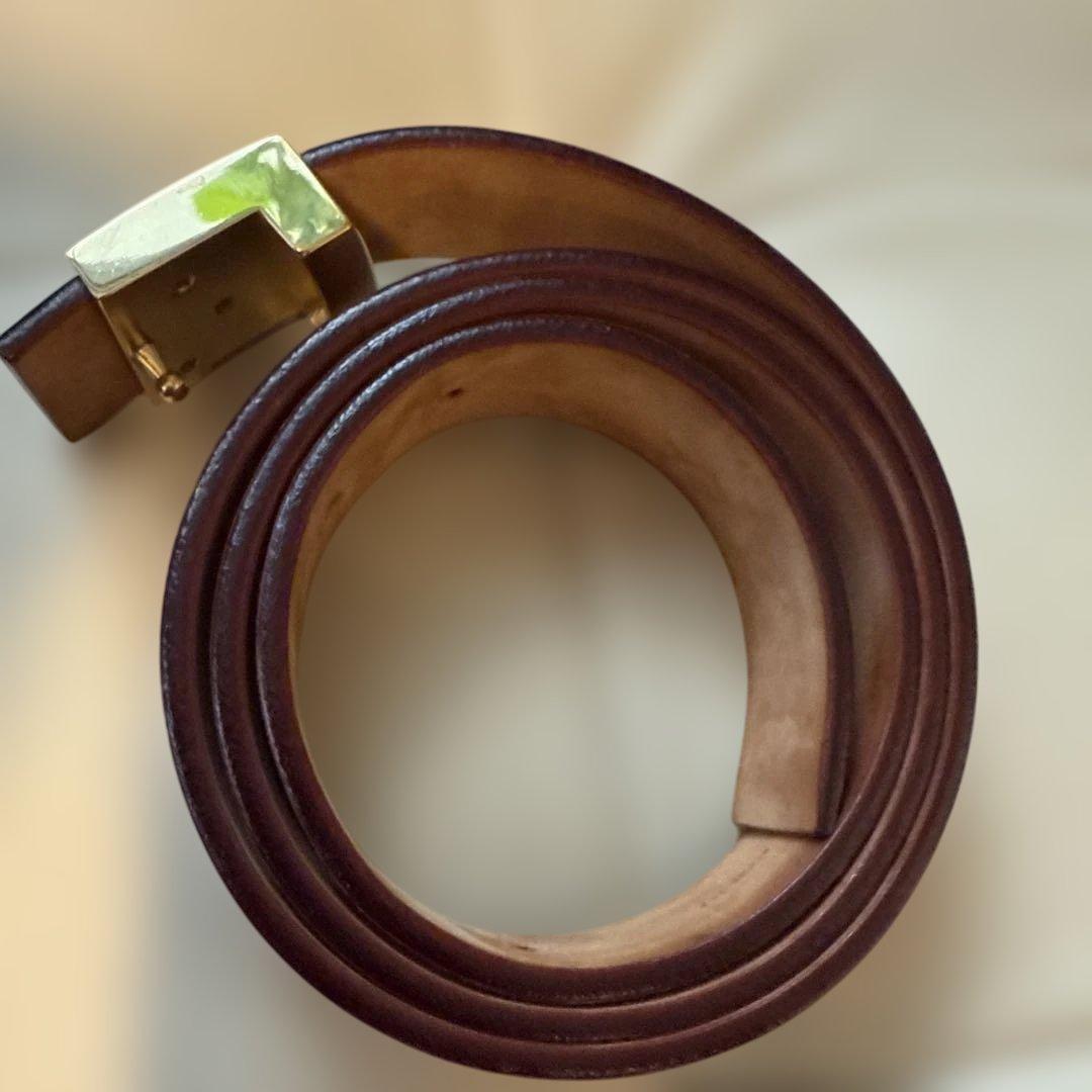 ユニセックス　Louis Vuitton ブラウンレザーベルト　ヌメ革