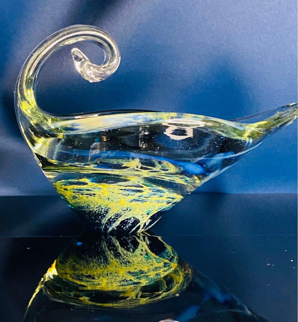 ガラス　小物入れ　サインあり　宇宙　アース　地中海　海底　惑星　地球　神秘