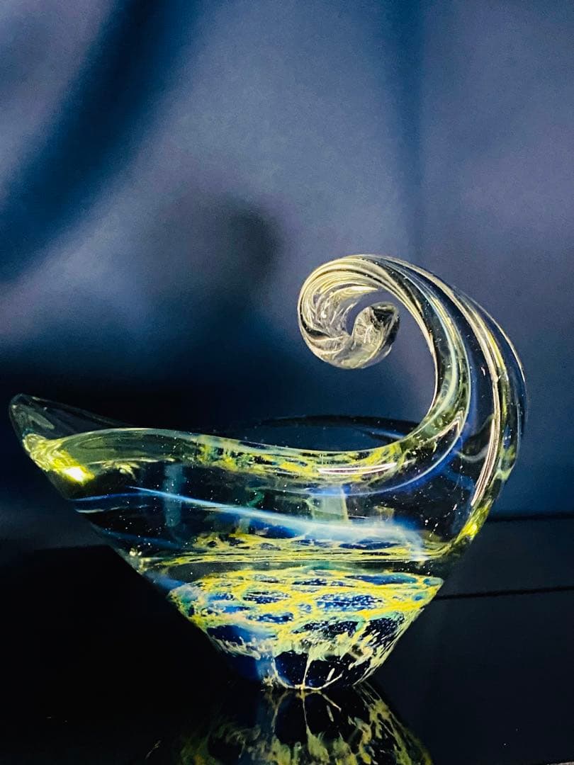 ガラス　小物入れ　サインあり　宇宙　アース　地中海　海底　惑星　地球　神秘