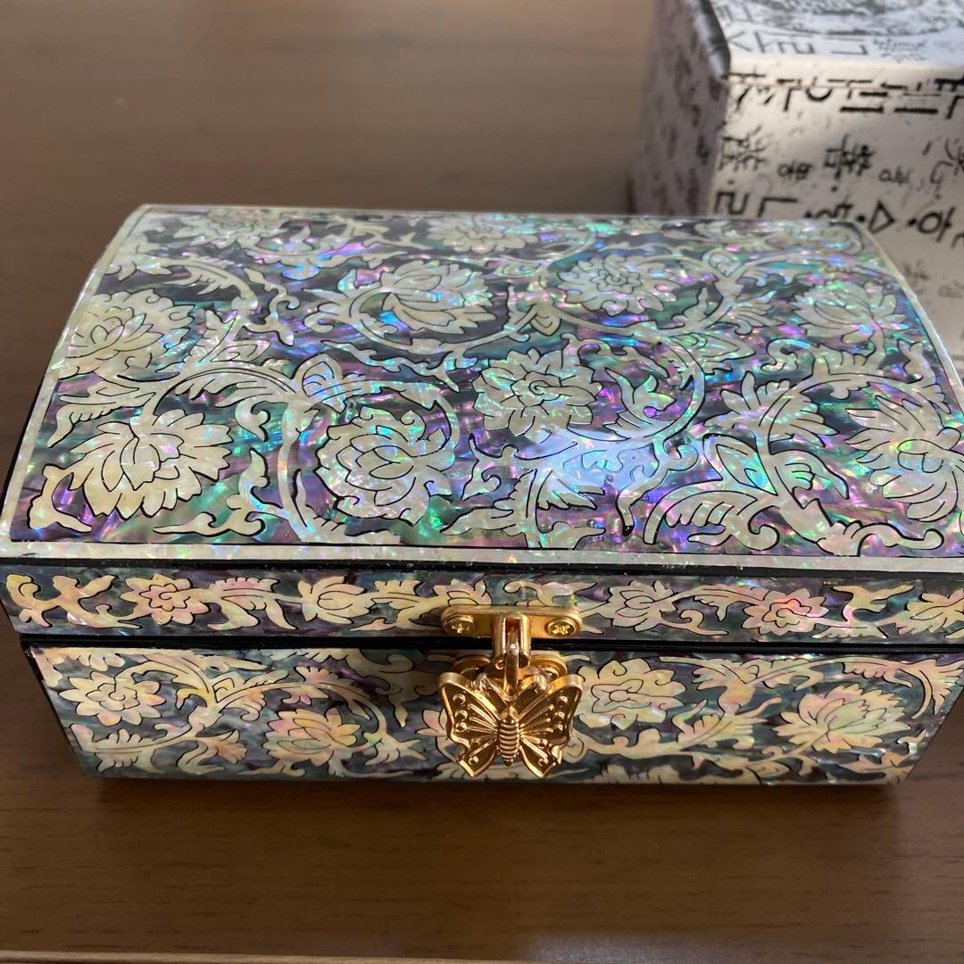 韓国　螺鈿細工　ジュエリーボックス　& 箸とスプーンのセット