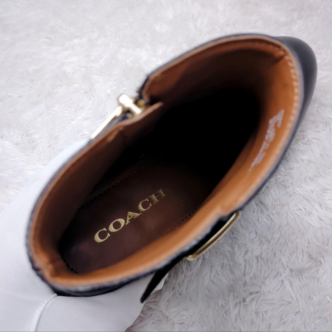 【未使用級】COACH コーチ ショートブーツ レザー ブラック シグネイチャー