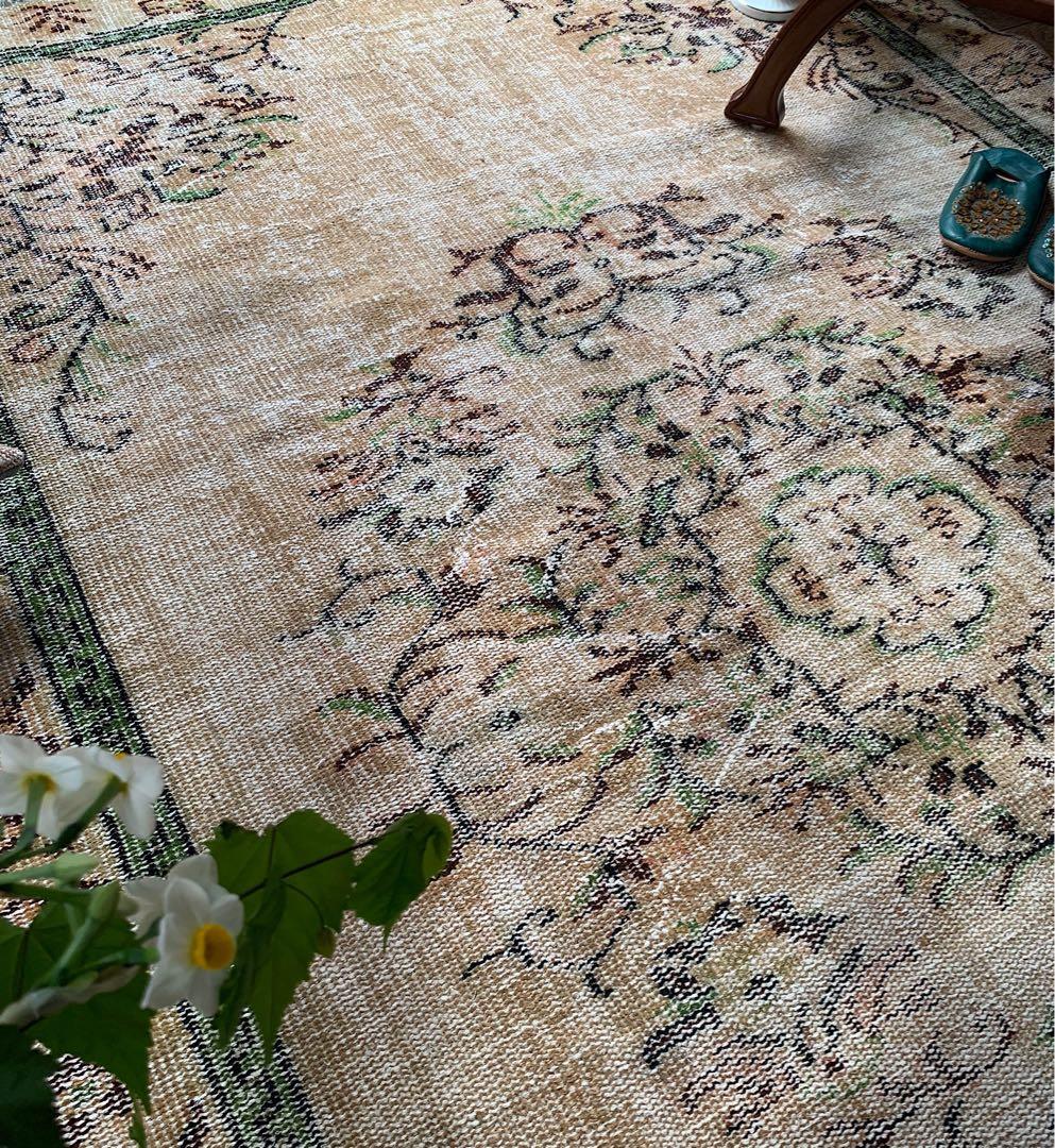 特大　超大判　カーキベージュ　　271×168 トルコヴィンテージラグ