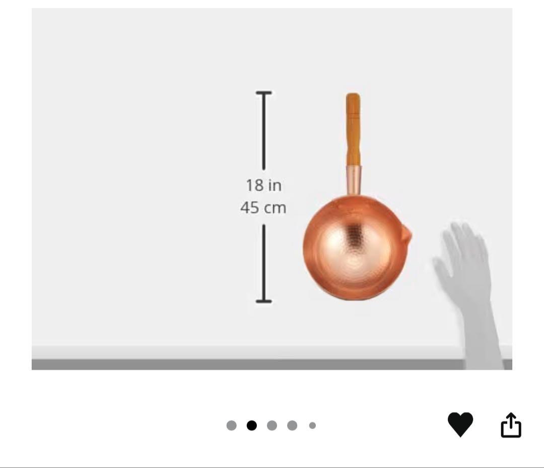 純銅鍋　片手鍋 木製ハンドル