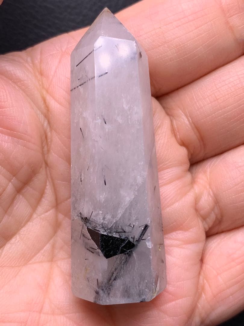 061549 天然石ブラックルチルインクォーツ六角柱