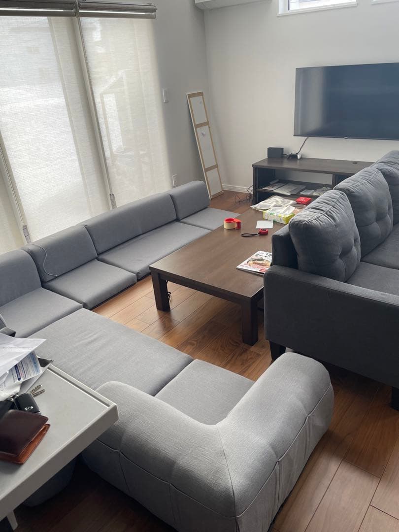 ぱ*だ様 ニトリ　ポケット付きロータイプコーナーソファー3点セット