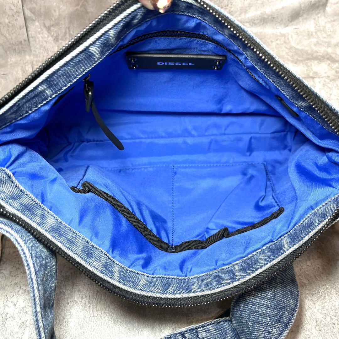 極美品 DIESEL デニム ショルダーバッグ キャンバス ロゴ ジップ y2k