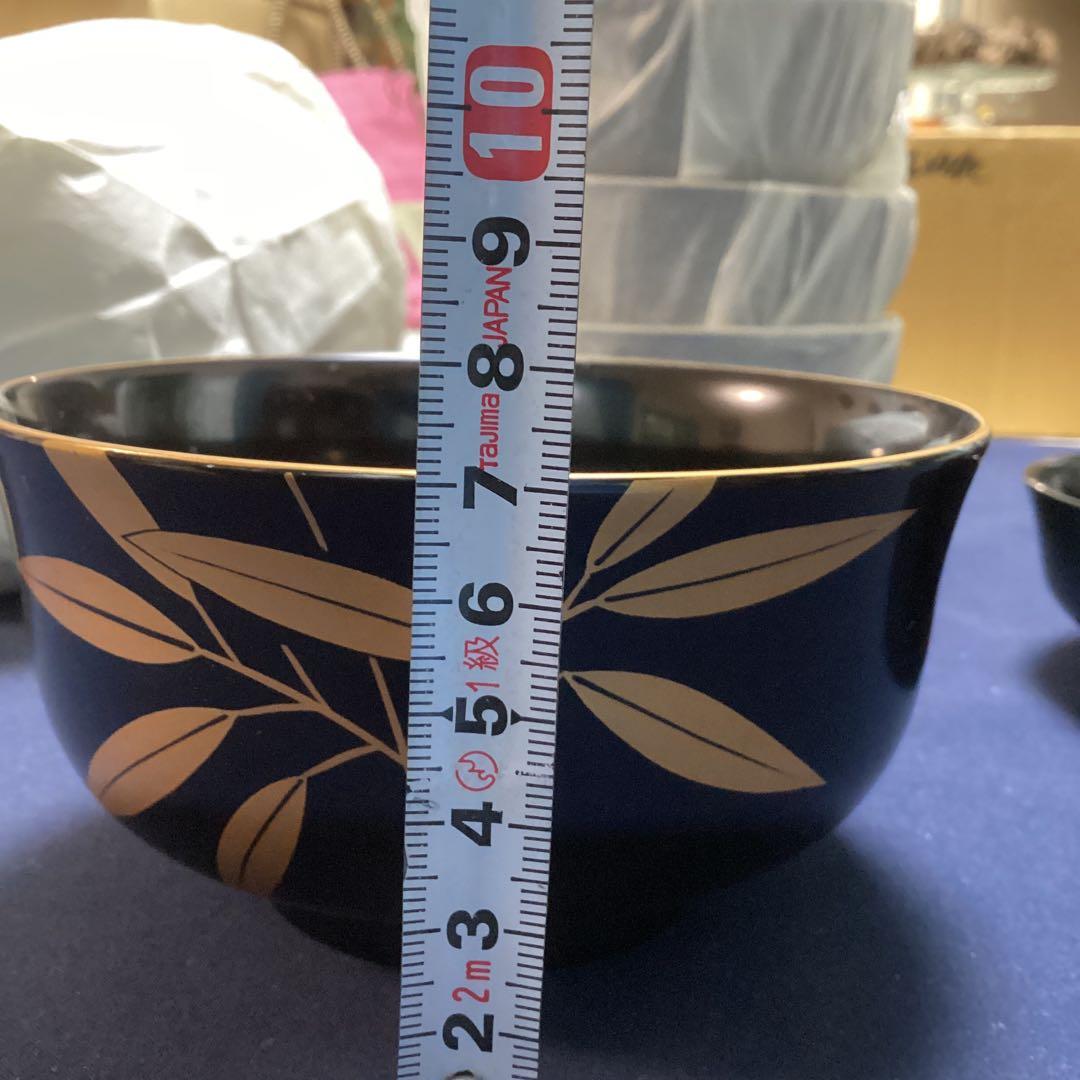 木製金蒔絵笹絵椀　　9客　　　新品未使用　　山中塗