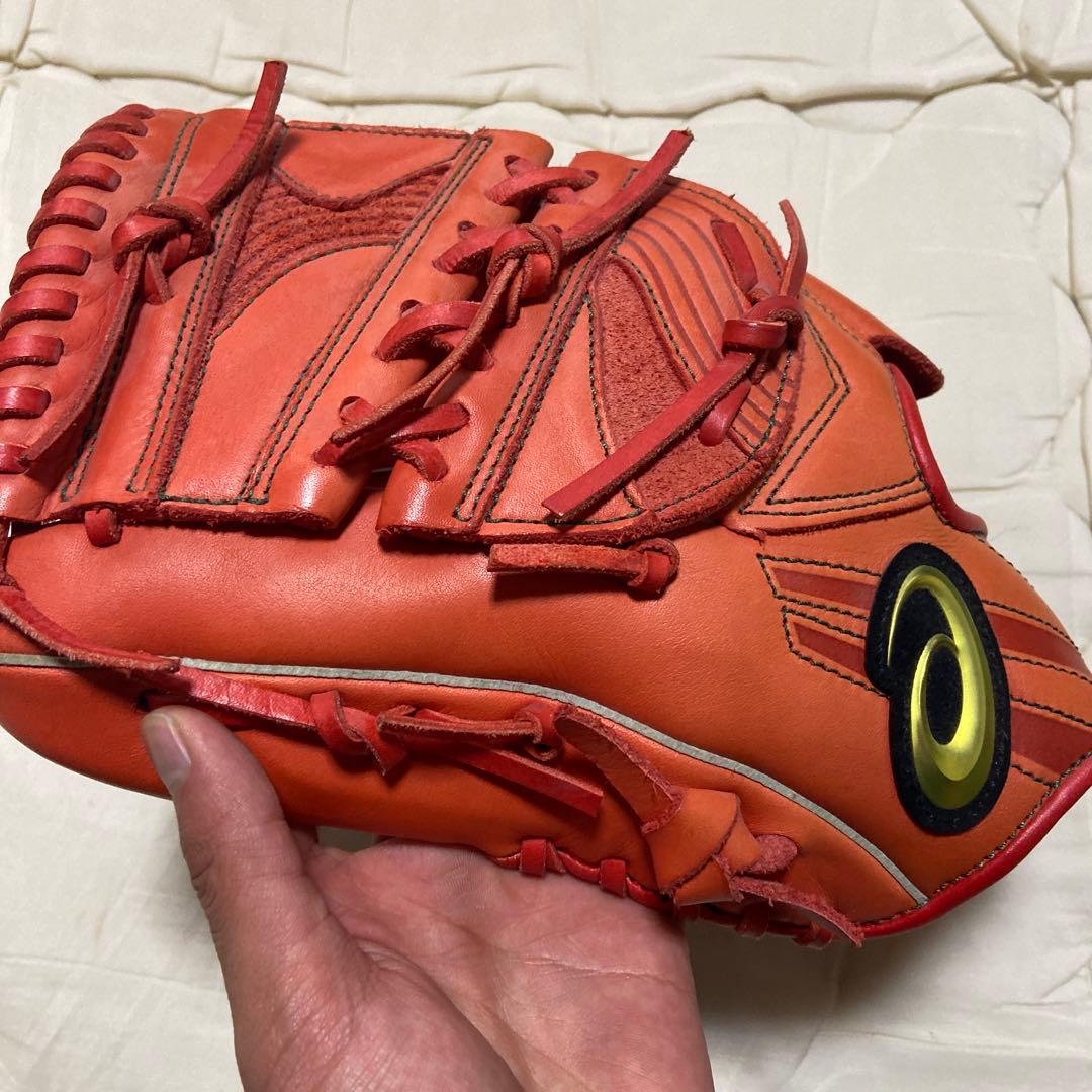 asics インフィニティスタイル 軟式グローブ オレンジ