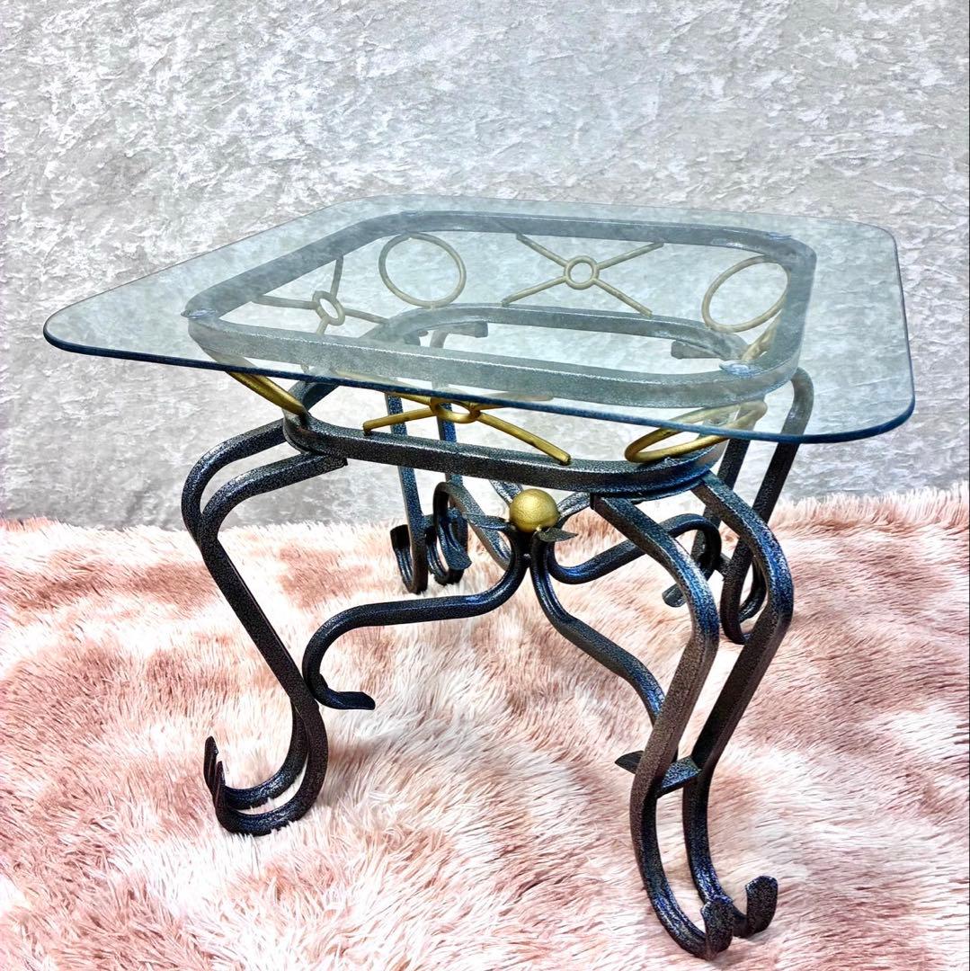 ネコ脚 ガラストップテーブル アンティーク ビンテージ