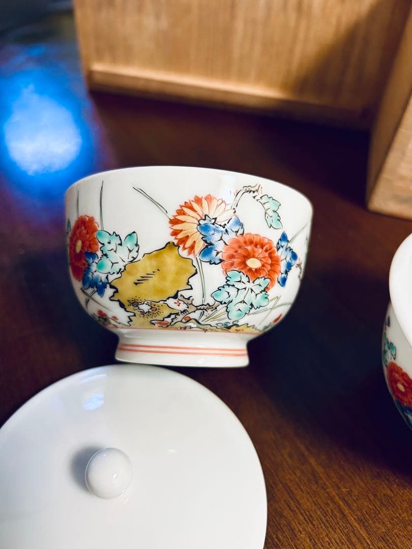 人間国宝　柿右衛門　十三代 酒井田柿右衛門　番茶器 錦花岩文