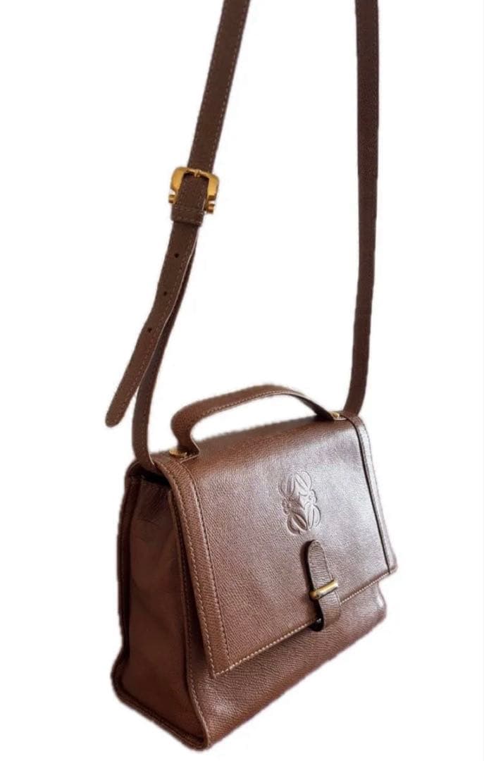 LOEWE ロエベ アナグラム レザー ハンドバッグ ショルダーバッグ　ブラウン