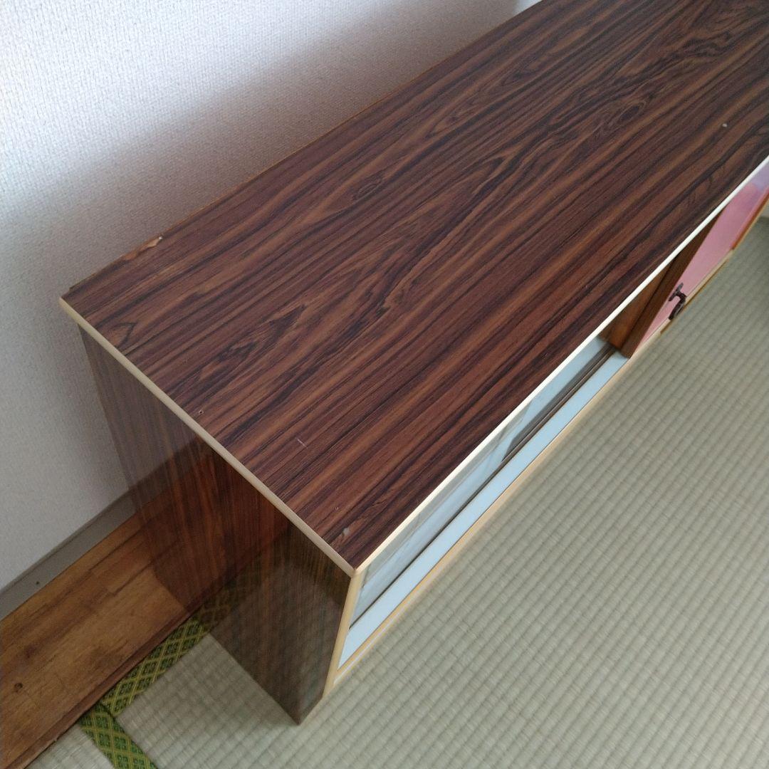 レトロ　飾り棚　吊り棚　モザイク硝子　シャビー　昭和　サイドボード　食器棚