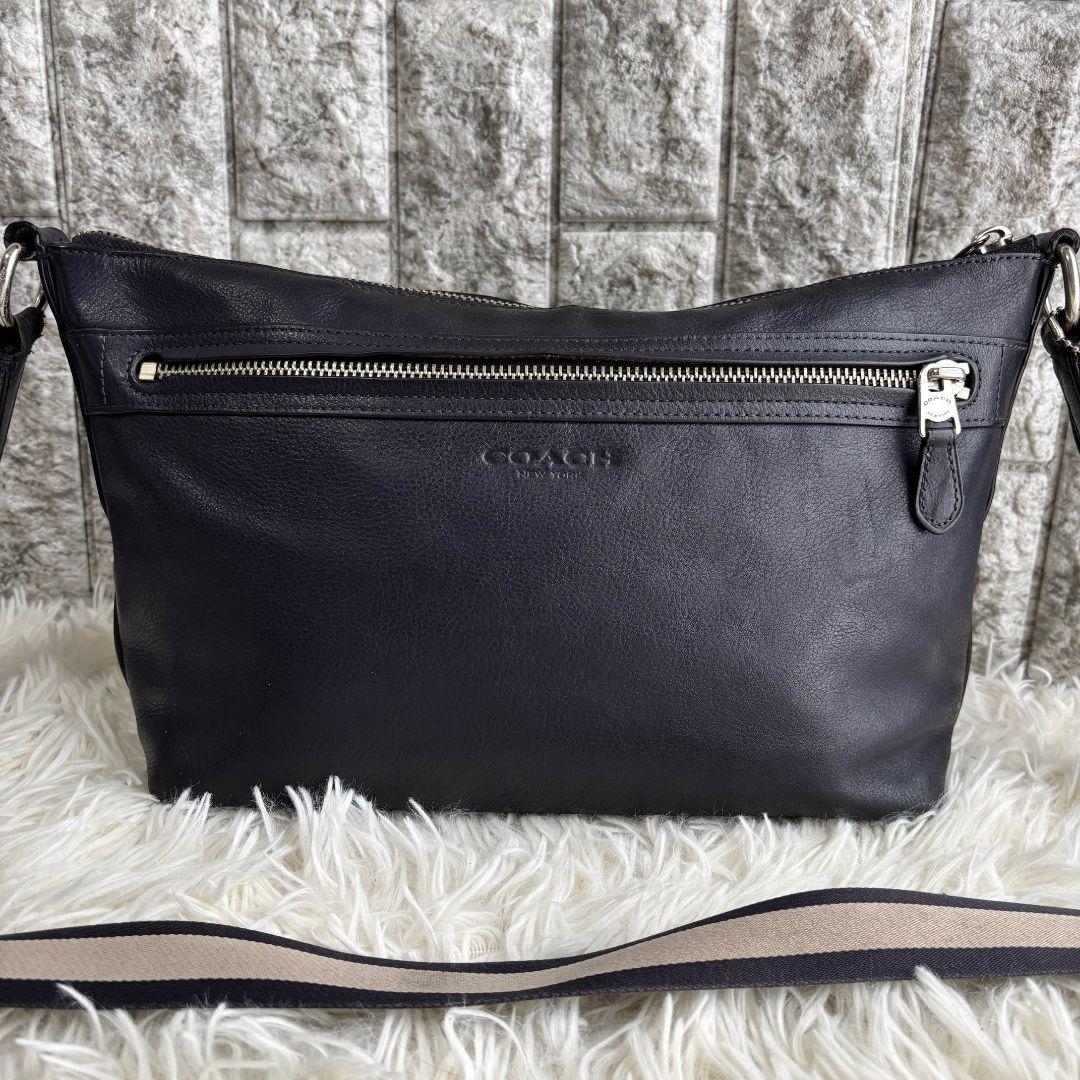 【激レア 良品】コーチ　レザーショルダーバッグ　ヘリテージ　クロスボディ　紺色
