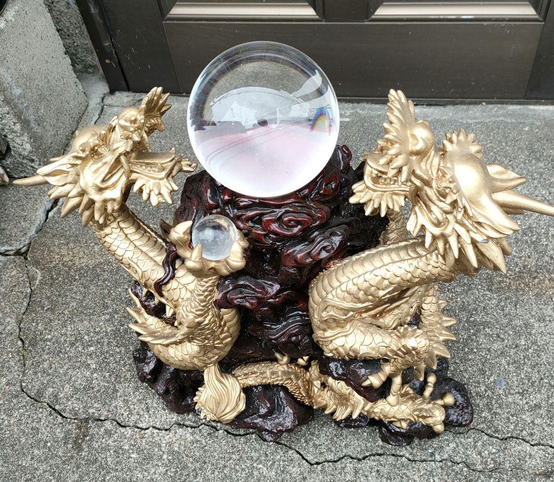 風水　山水龍　双龍（特大）42cm 置物