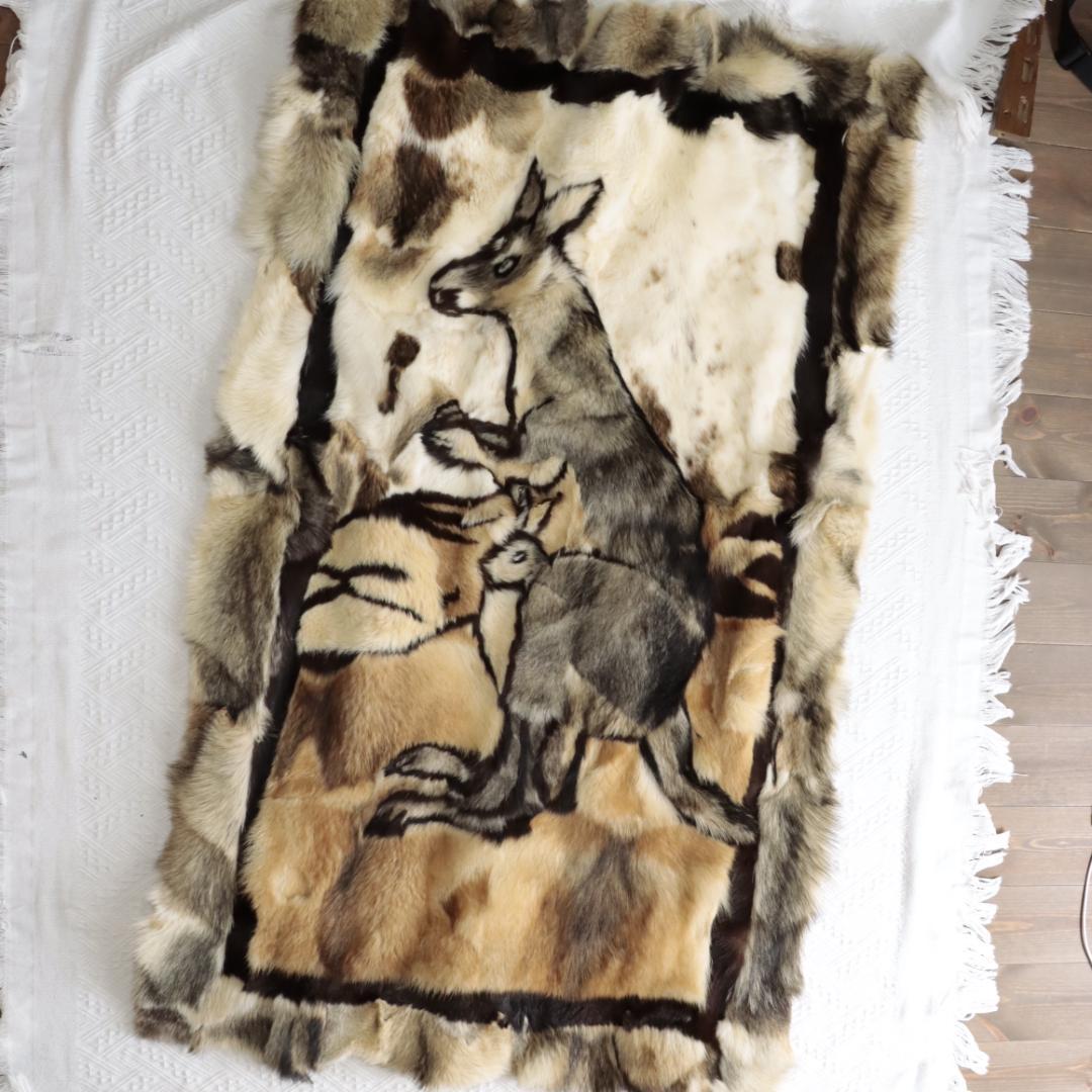 オーストラリア製　高級リアルファー　ムートンマット　ラグ　パッチワークカンガルー