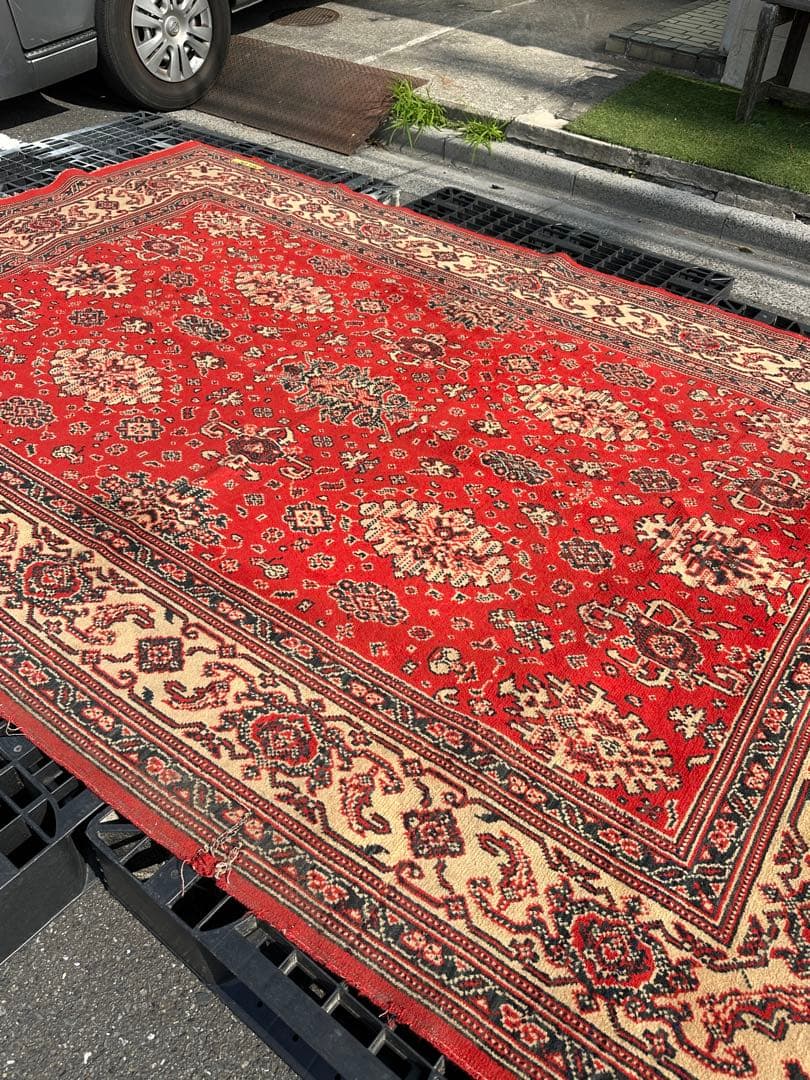 ⭐️【全国送料無料】アンティーク　ベルギー製　ラグ　絨毯　290cm 大判　輸入品