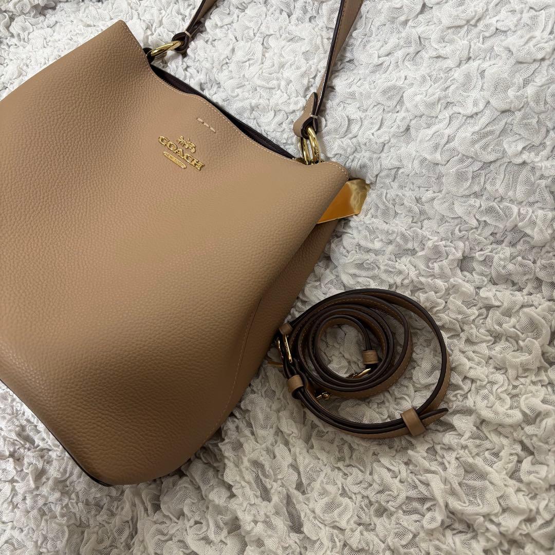 COACH ベージュ レザー バケットハンドバッグorショルダーバッグ