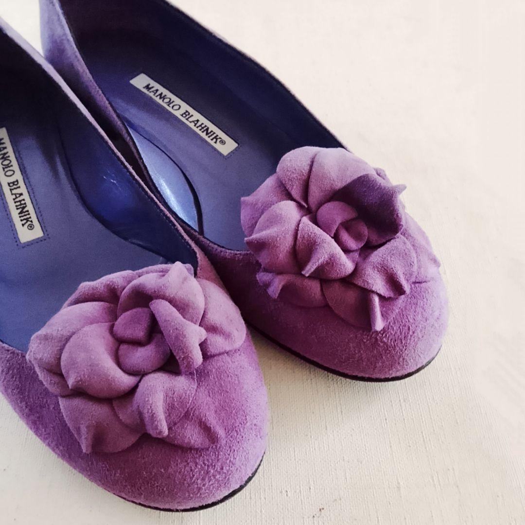 マノロブラニク スウェード パンプス バレエシューズ フラットシューズ