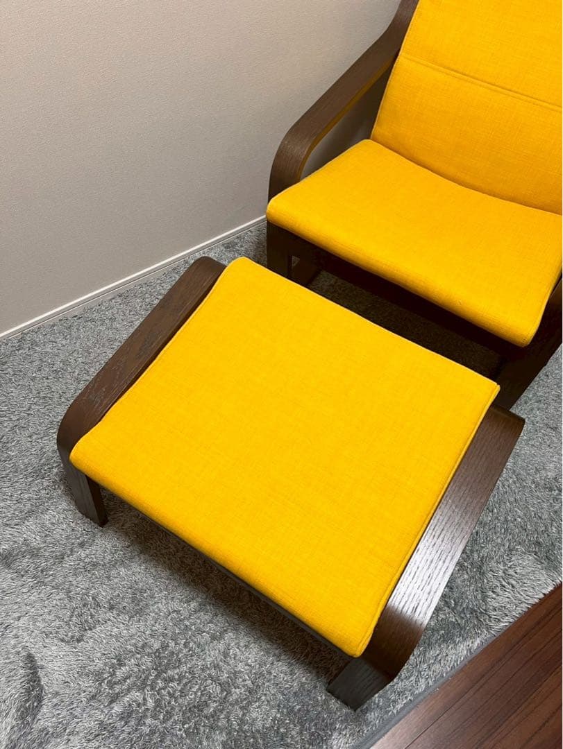 IKEA ポエング イエロー ファブリック 1人掛けソファ セット