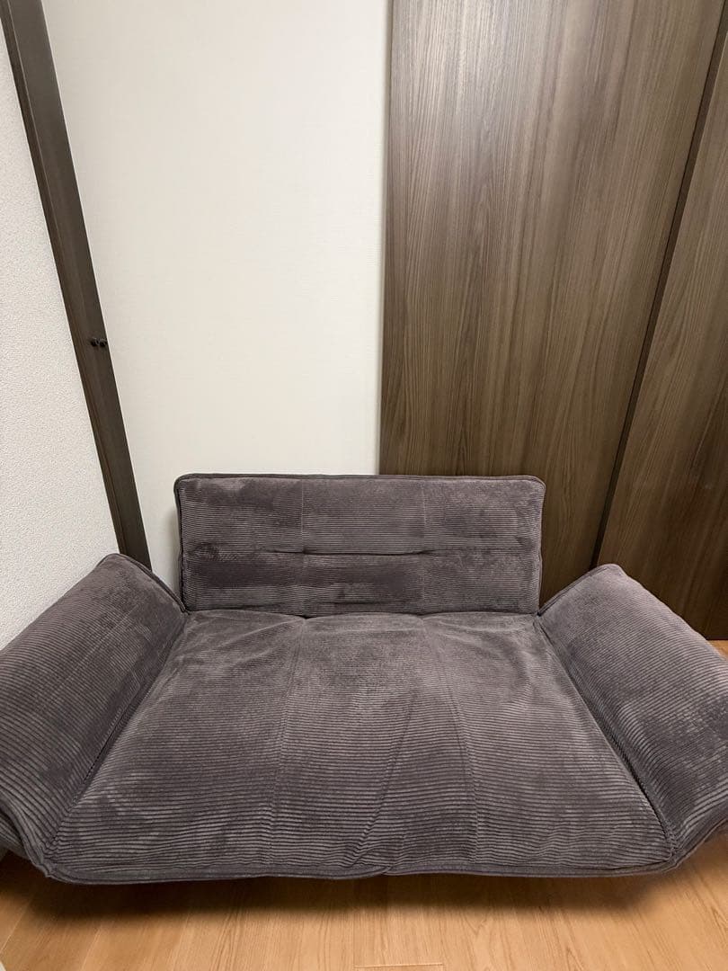 ベルメゾン コーデュロイ調 ポケットコイル入り リクライニングソファ　グレー