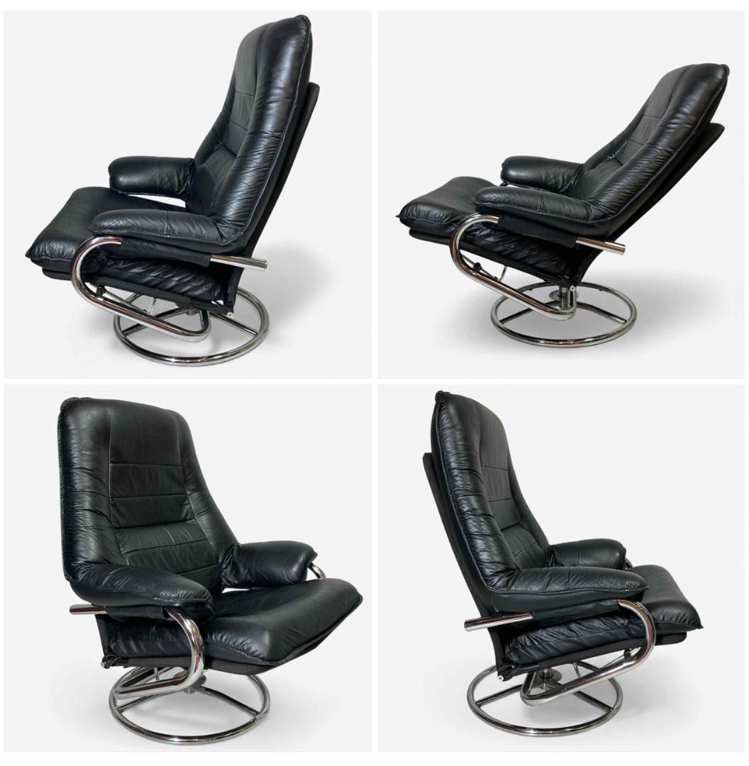 ヴィンテージ フランスベッド レザーパーソナルチェア オットマン(難あり)セット