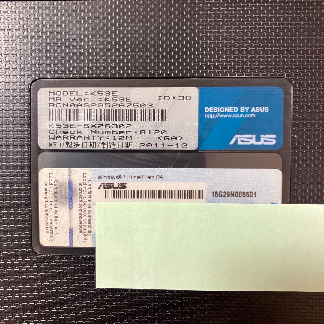 ASUS ノートPC K53E Core i7 2630QM搭載